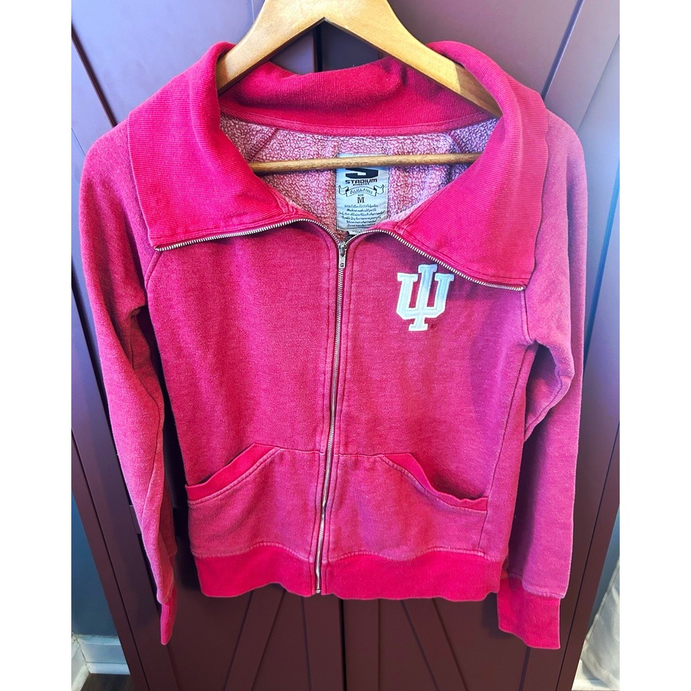 Indiana Hoosiers Stadium Athletics Women's Full Zip Hoodie Medium Red